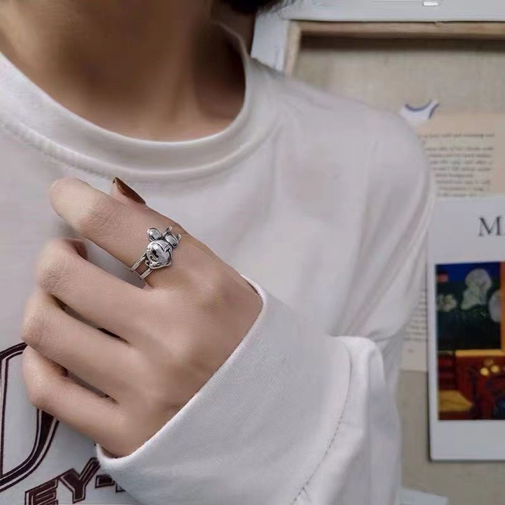 Nhẫn hở họa tiết chuột hoạt hình sáng tạo phong cách Hàn Quốc cổ điển dành cho nữ