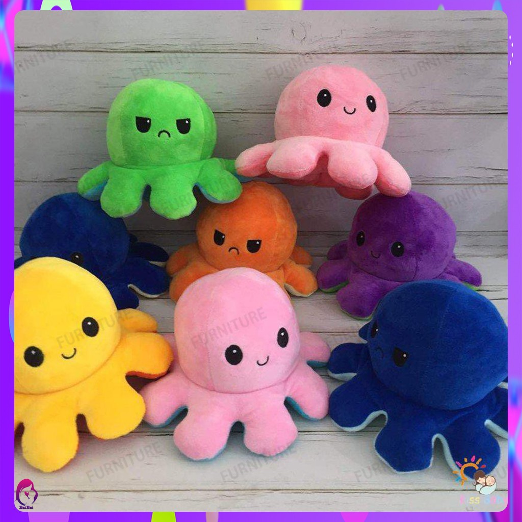 bạch tuộc cảm xúc Reversible Octopus two color Bạch tuộc nhồi bông cảm xúc