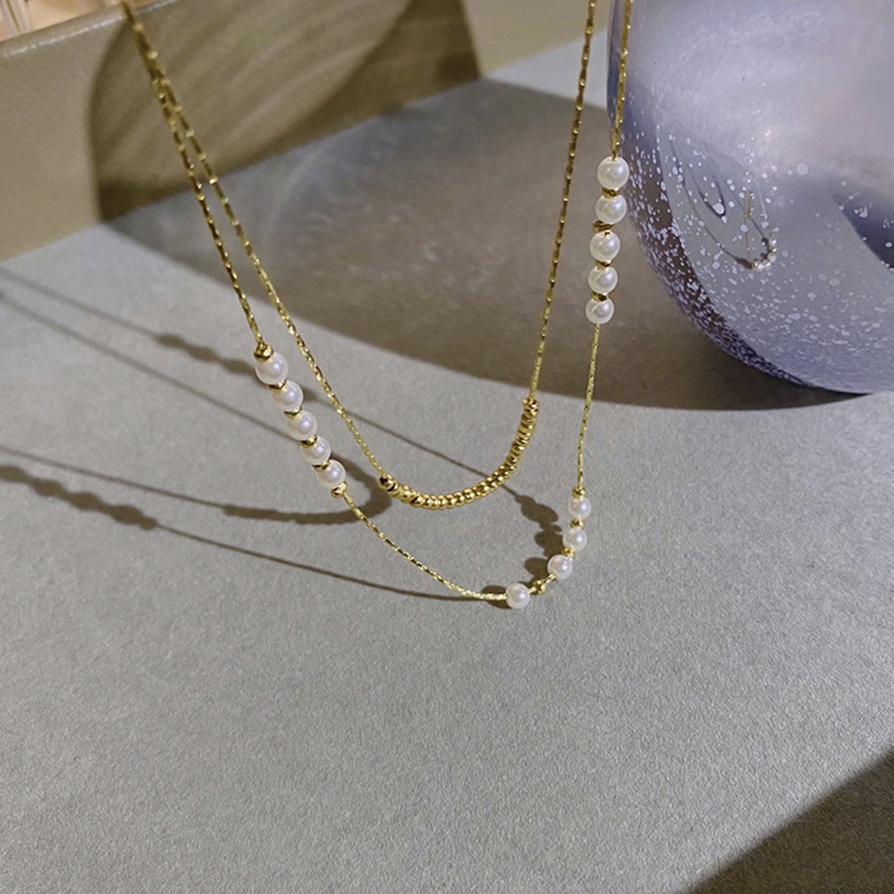 Vòng Cổ Choker Đính Hạt Ngọc Trai Đôi Màu Sắc Thời Trang Cho Nữ
