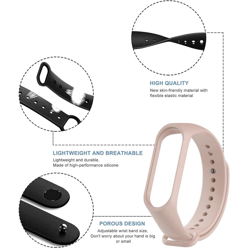 Dây Đeo Thay Thế Chất Liệu Silicon Màu Trơn Cho xiaomi mi band 7 6 5 4 3 4 5 Miband 4 3 5