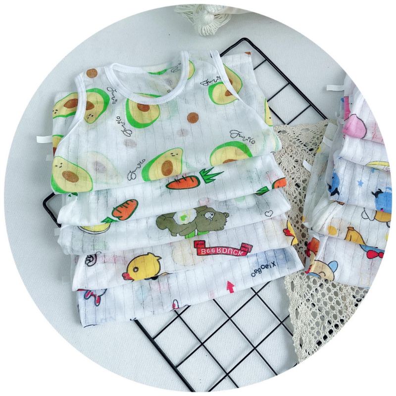 Sét 5 bộ 3 lỗ cotton giấy cho bé trai bé gái 6-13kg