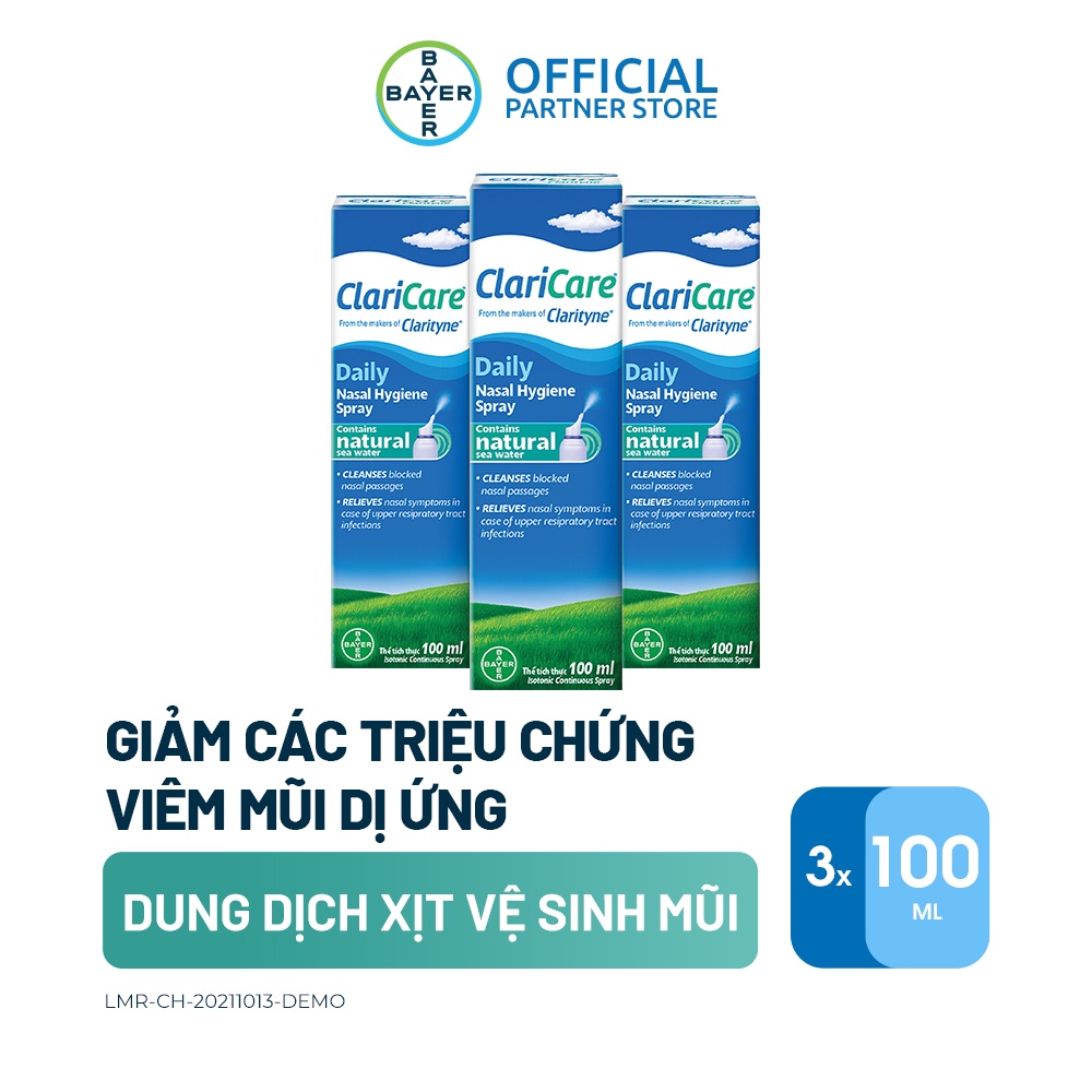 Bộ Chai 3 Dung Dịch Xịt Vệ Sinh Mũi Claricare ( 100 ML / Chai )