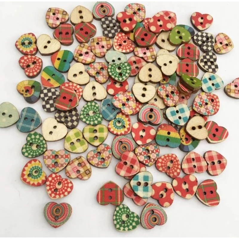 Love handmade - Combo 10 cúc, nút áo bằng gỗ hình trái tim phong cách vintage