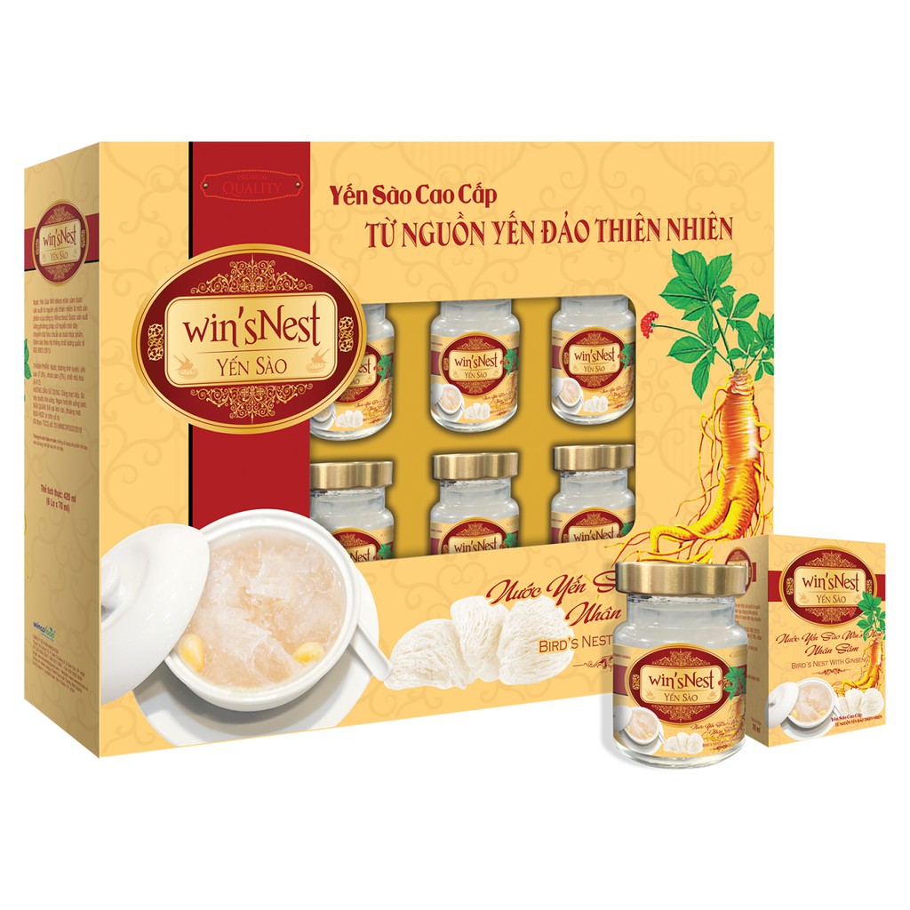 Nước Yến Sào win'sNest Nhân Sâm (6 Lọ x 70 ml / Hộp)