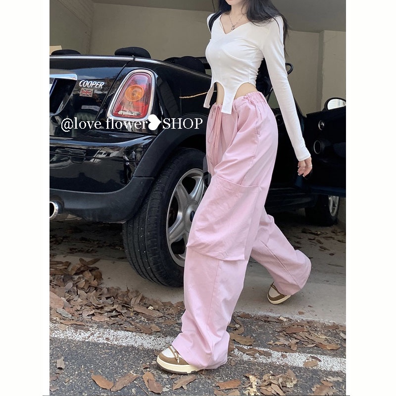 Phiên Bản Hàn Quốc; hot girl Áo Thun Tay Dài Ống Rộng Thiết Kế Thời Trang Dành Cho Nữ / Quần Âu Mỹ