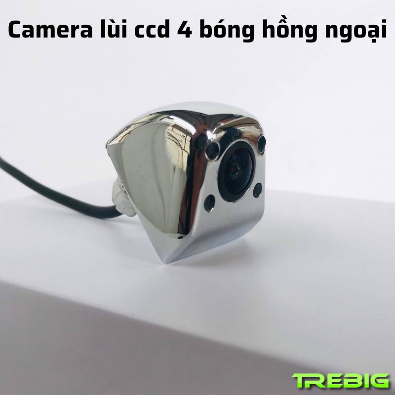 Camera lùi Ccd mạ chrome sang trọng, trang bị 4 đèn hồng ngoại hỗ trợ quay đêm, hình ảnh sắc nét. Đồ chơi ô tô Trebig.