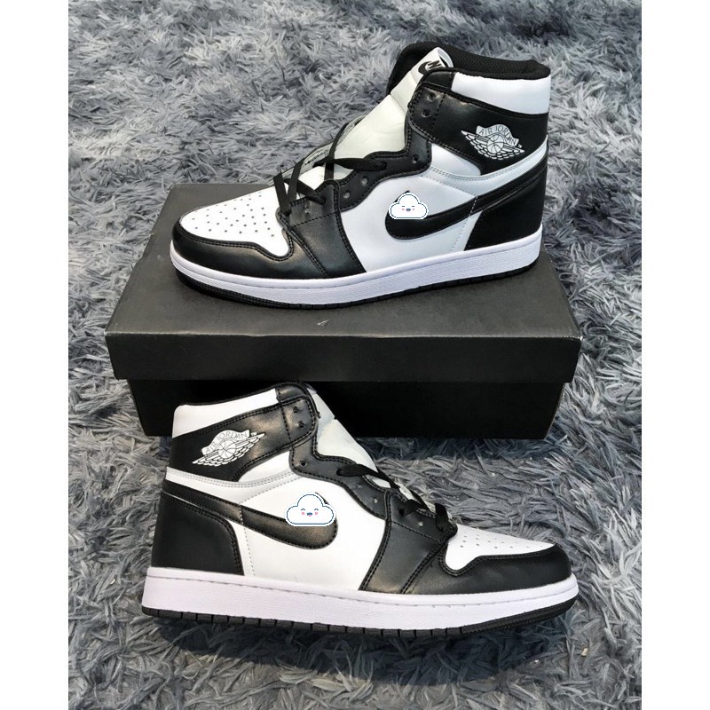 Giày thể thao Jordan cổ cao đen trắng, Giày Air Jordan high 1 panda cao cổ nam nữ tặng box