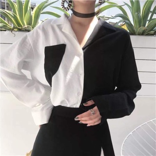 Sơ mi nửa đen - trắng