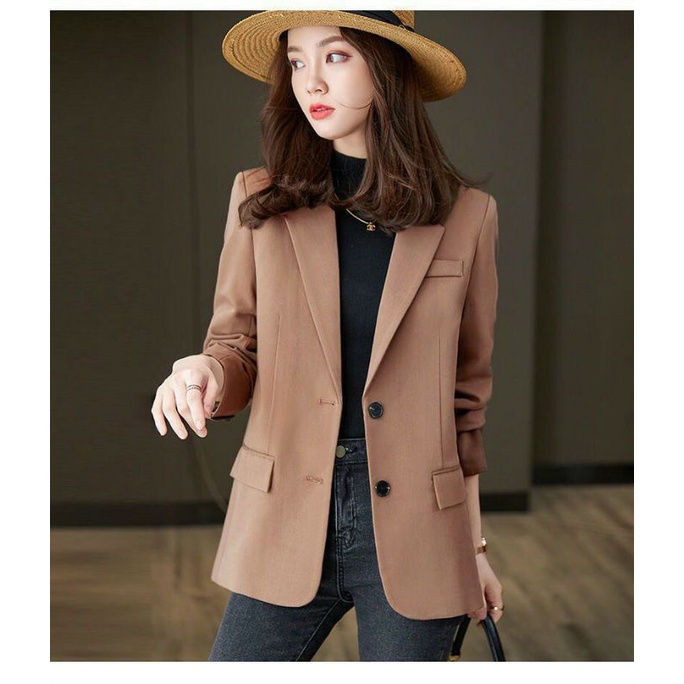 Áo vest nữ 2 nút vải ford, áo khoác blazer nữ màu nâu xinh xắn - DTH