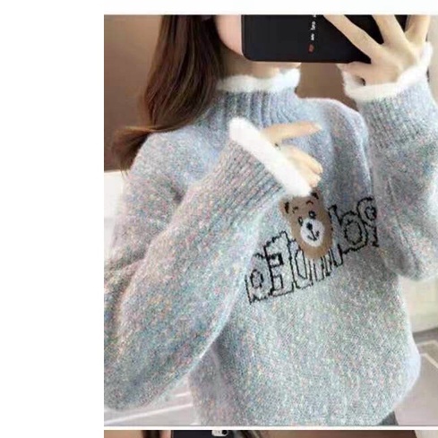 Áo len gấu siêu dày đẹp phong cách Hàn Quốc