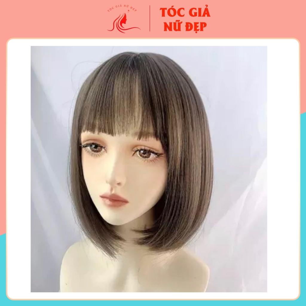 Tóc giả nữ nguyên đầu cúp ngắn d3050, màu xám nâu