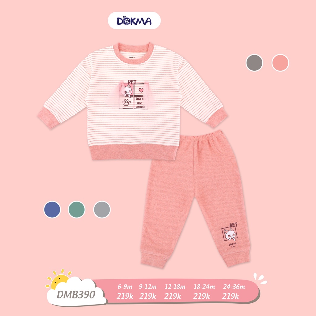 DB1220 Bộ dài tay cổ tròn Dokma chất nỉ dày vừa (9-36M)