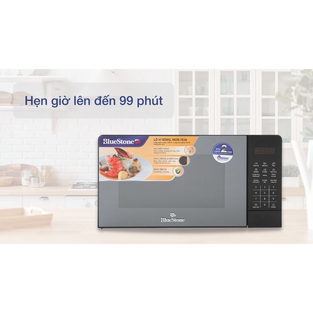 Lò vi sóng Bluestone MOB-7816, dung tích 20 lít, đa dạng chức năng nấu tiện lợi, bảo hành 24 tháng