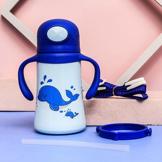 Ninikids: Bình nước giữ nhiệt cho bé đi học có ống hút( tặng túi đựng, tùy mẫu )