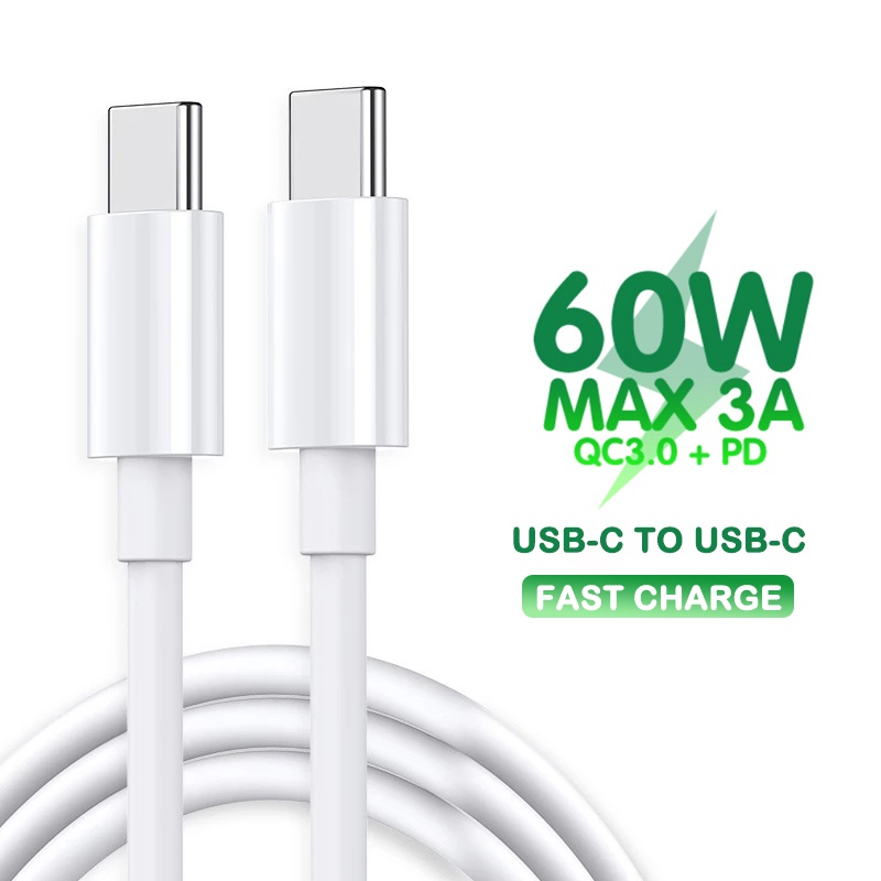 Cáp sạc nhanh PD QC USB Type C 60W 3A thích hợp cho Samsung Xiaomi Huawei Macbook