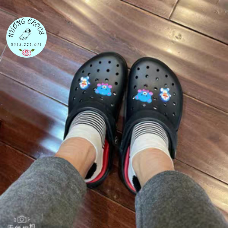 [Tặng 10 jibit] - Sục Clog Reviva đen đỏ, dép sục nhựa đi mưa êm mềm nhẹ, chống trơn trượt cho nam nữ