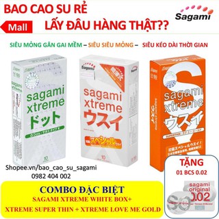 [BAO CAO SU SAGAMI] COMBO SIÊU KHỦNG 3 hộp x 10 bcs siêu siêu mỏng + siêu mỏng gân gai mềm + Siêu mỏng ôm khít *