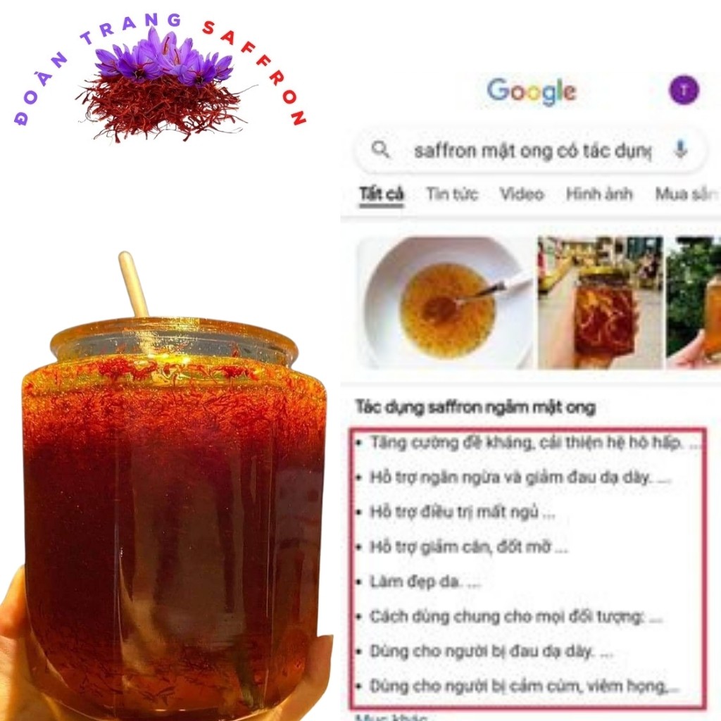 Saffron ngâm mật ong, lọ, hũ 100ml, 200ml, 300ml, 500ml, Saffron Bahraman Tây Á, chính hãng độc quyền