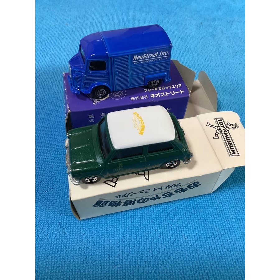 Mô hình Tomica F17 Citroen H Truck và F8 Mini Cooper Toy Museum The Fujita  Foundation Full box cực hiếm 1974 Made in JP