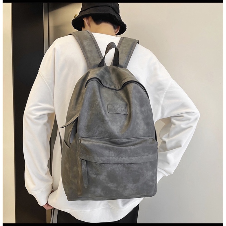 Ba lô nam nữ basic gam màu mốc da trơn cỡ trung bình to học sinh viên đi làm vs du lịch trẻ trung streetwear