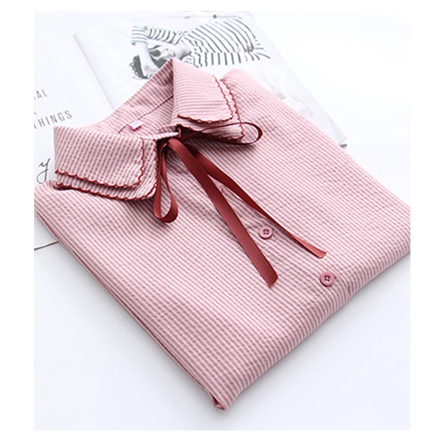 FREESHIP ĐƠN 99K_ Áo sơ mi phối dây thắt nơ cổ áo thời trang cho nữ | BigBuy360 - bigbuy360.vn