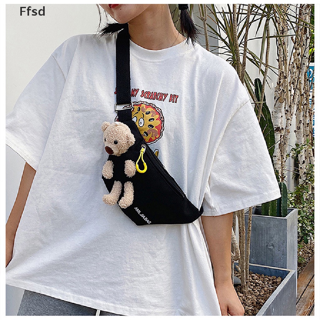 Túi Đeo Chéo Ngực / Thắt Lưng Bằng Vải Bạt Có Khóa Kéo Cho Nữ