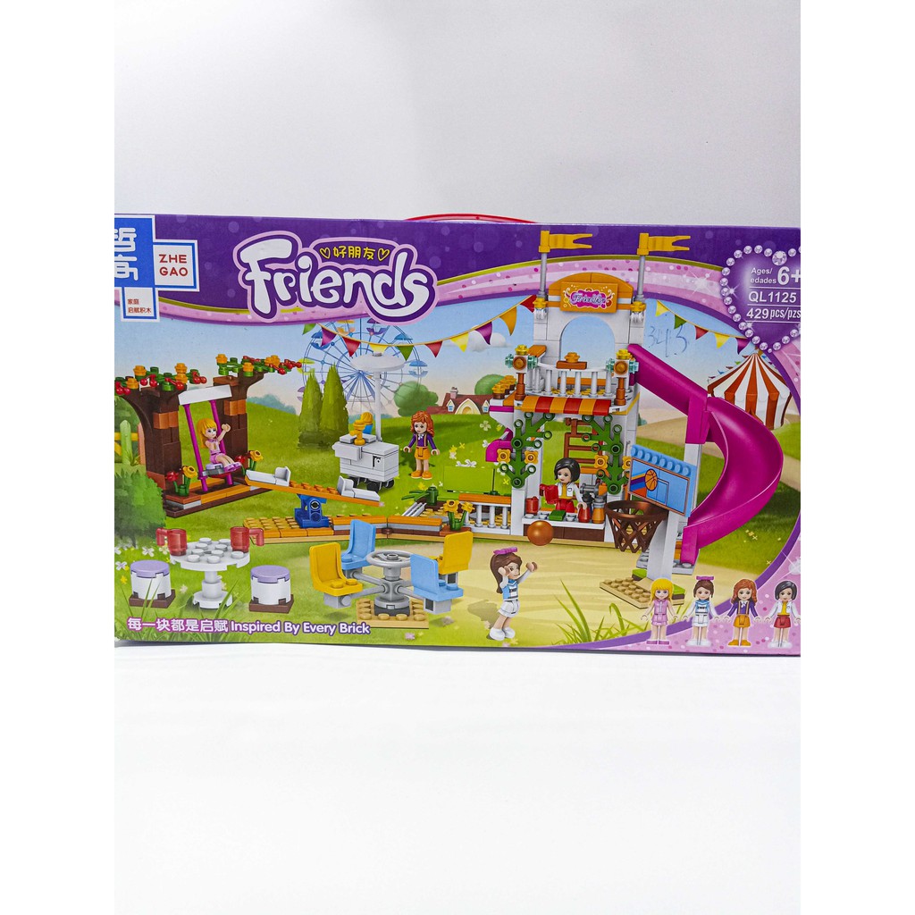 Đồ chơi lego friend xếp hình con gái cầu trượt khu vui chơi giải trí  friends heartlake QL-1125