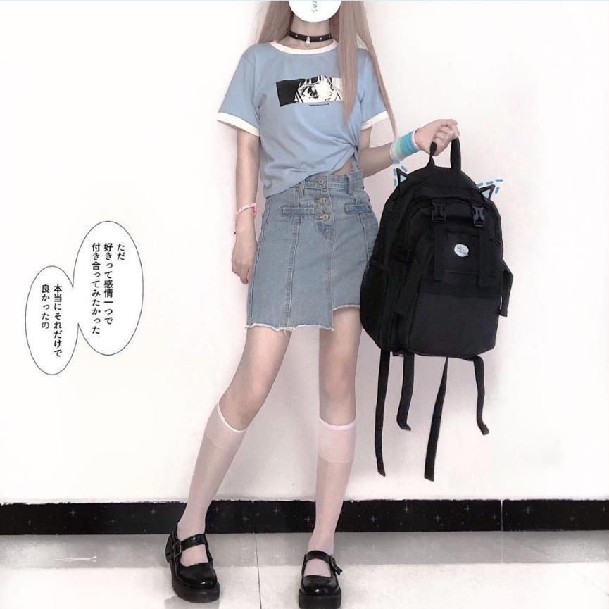 Ba Lô Học Sinh Hình Mèo Đen Dễ Thương Kích Thước Lớn Chống Thấm Nước Phong Cách Nhật Bản Cho Nữ Sinh