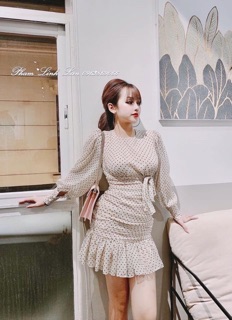 (Có kèm hình thật ) đầm chấm bi nhúng