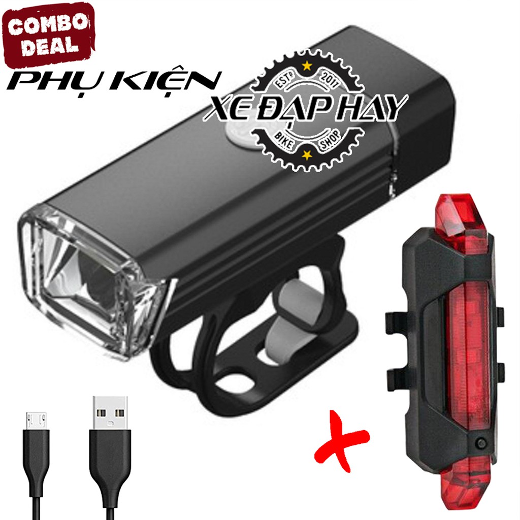 [COMBO Phụ Kiện Xe Đạp] Đèn Led Xe Đạp MACHFALLY Và Đèn Hậu BS216 | Sạc Pin USB, Chống Nước Mưa