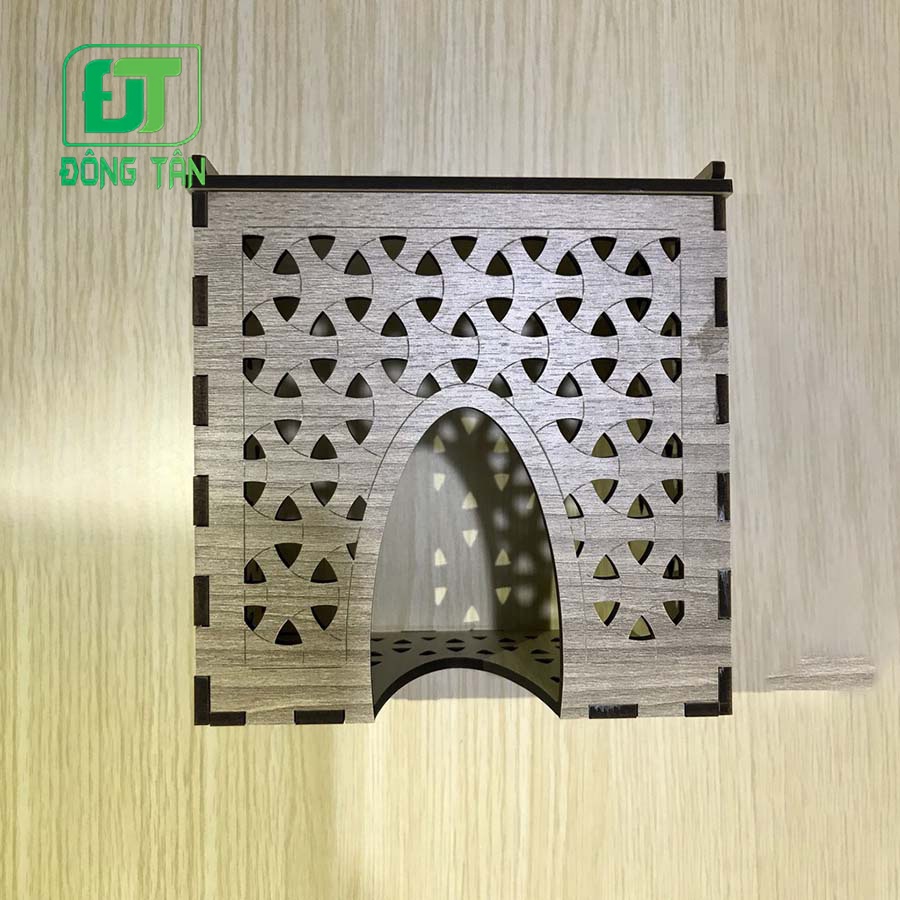 Hộp Đựng Khăn Giấy Ăn ĐÔNG TÂN Bằng Gỗ Hình Vuông Tặng Kèm Ống Tăm Gỗ