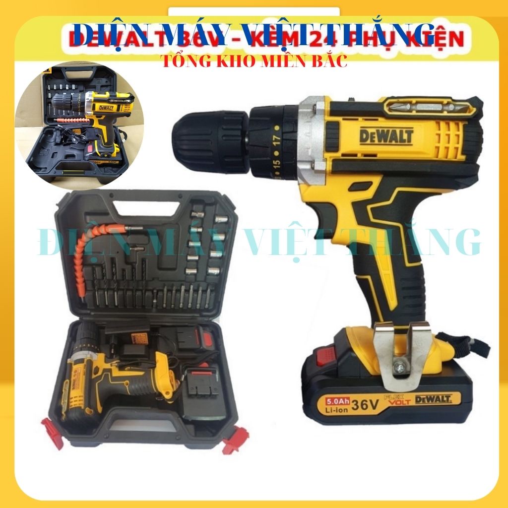 Máy Pin Dewalt 36V mini khoan đục bắn bắt vít cầm tay đa năng chính hãng giá rẻ có búa - 100% lõi đồng