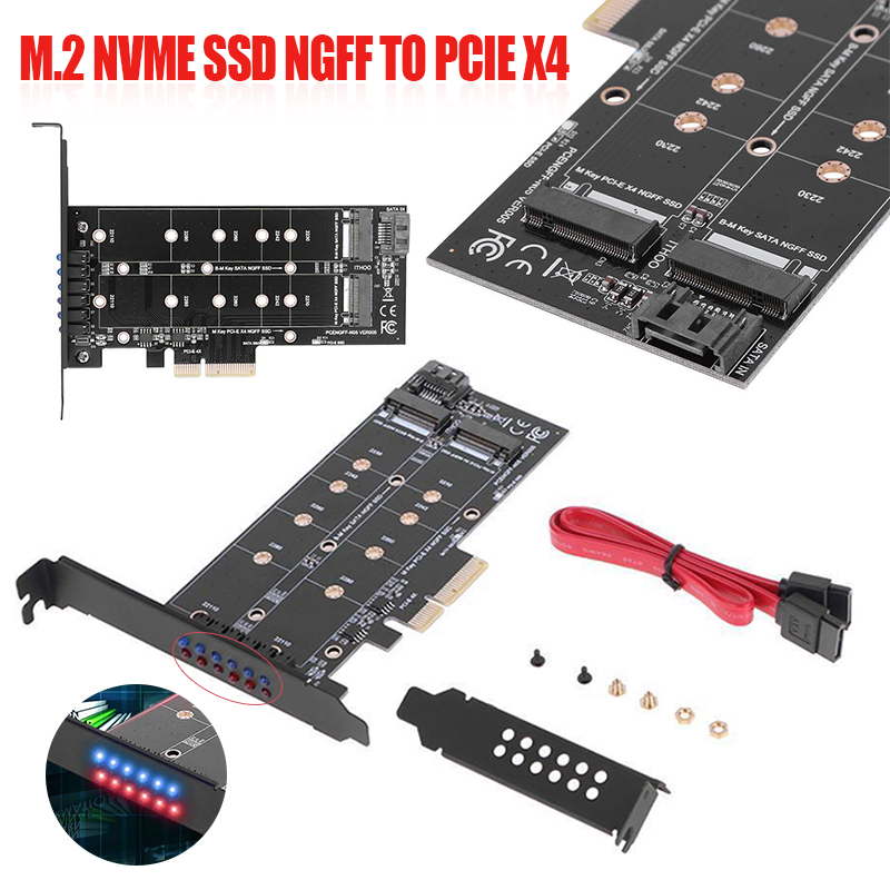 Thẻ Chuyển Đổi Pci-E 4x Sang Ngff Pcie Ssd B-Key + M-Key M.2 Ngff + Nvme Dual Giao Diện