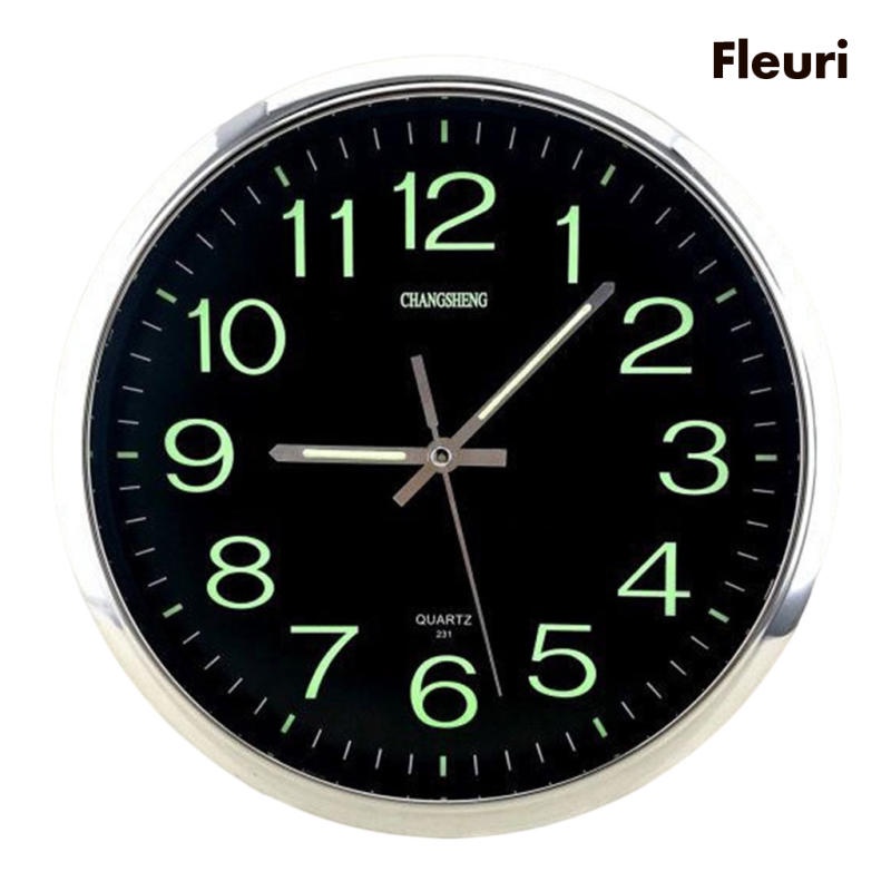 [Fleurir] Đồng Hồ Treo Tường '' Dạ Quang Phát Sáng Trong Bóng Tối Không Ồn