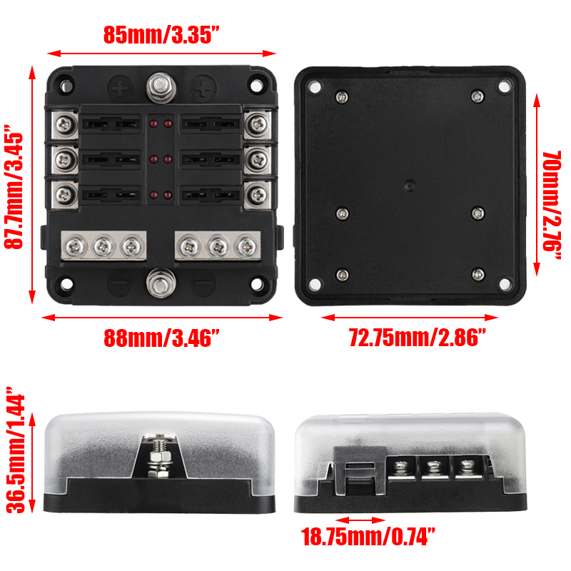 Hộp Đựng Cầu Chì 6 Chiều 12v-32v Có Đèn Led Báo Hiệu Cho Xe Hơi