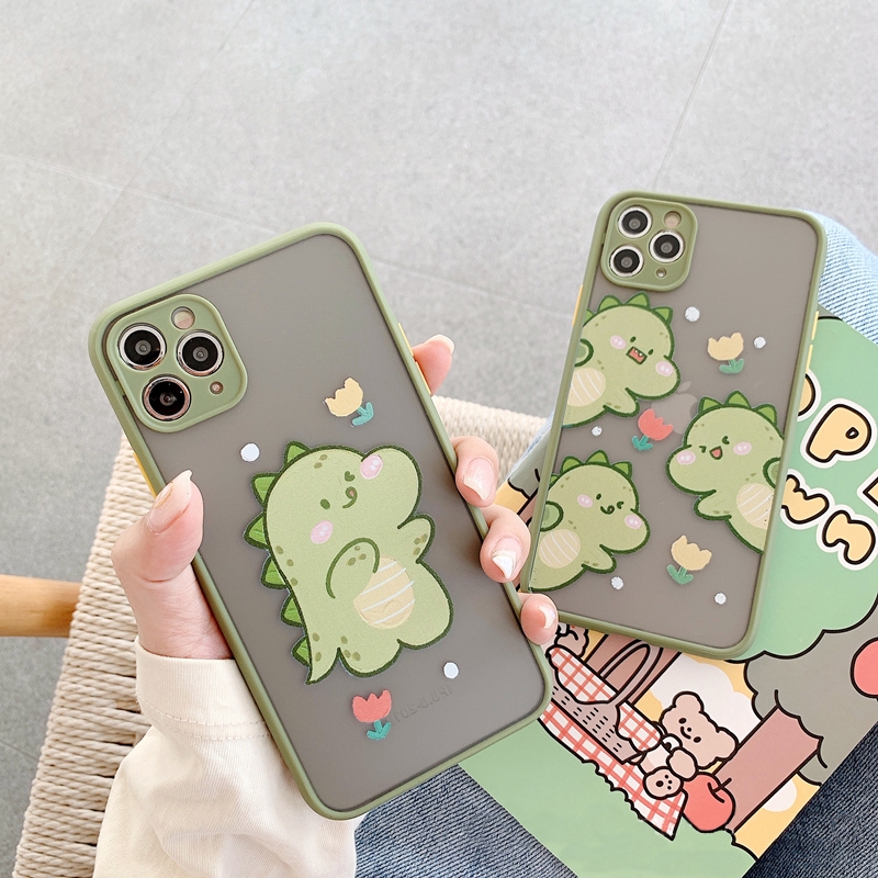 Ốp lưng iphone nhám Dino và hoa 5/5s/6/6plus/6s/6splus/7/7plus/8/8plus/x/xr/xs/11/12/pro/max/plus/promax - Awifi U4-14 | BigBuy360 - bigbuy360.vn