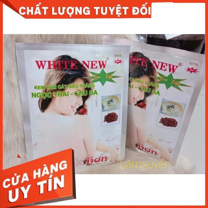 KEM TẮM CÁT SIÊU TRẮNG NGỌC TRAI_ CHU SA ( WHITE NEW ) 300ggiúp làm trắng mịn da_chuyên dụng cho thẩm mĩ viện.
