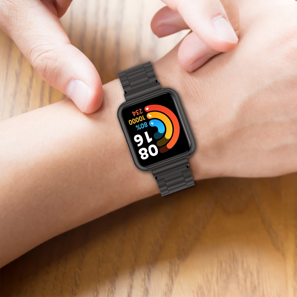 Dây Đeo Inox + Vỏ Kim Loại Cho Đồng Hồ Thông Minh Xiaomi Redmi Watch 2 Lite