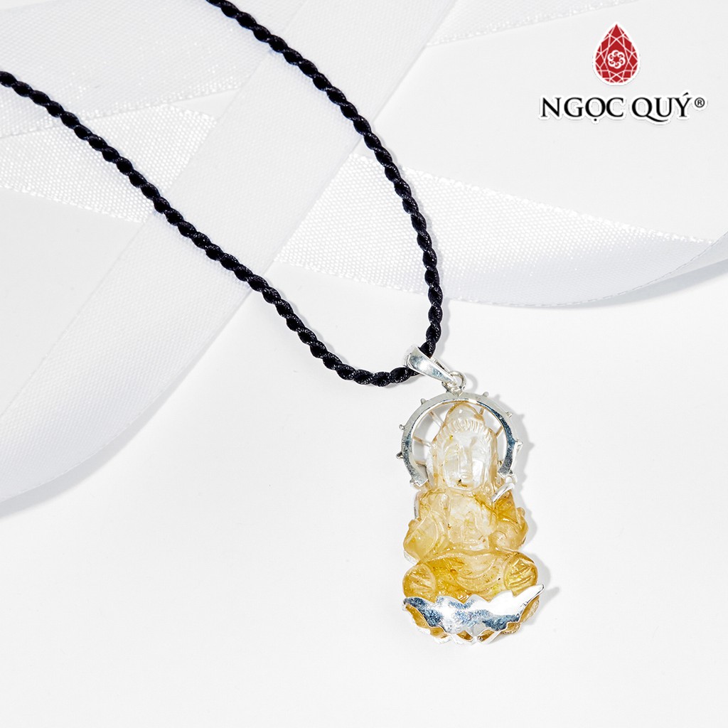 Mặt Dây Chuyền Phật Bà Quan Âm TA Tóc Vàng Bọc Bạc - Ngọc Quý