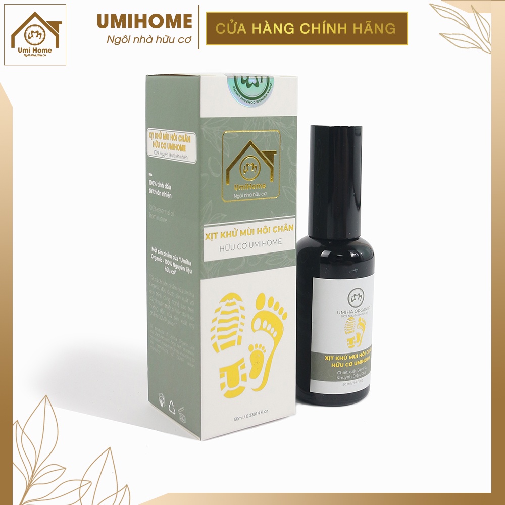 Xịt khử mùi hôi chân và giầy UMIHOME hữu cơ 50/100ml hương Bạc Hà thơm mát, sử dụng nhanh tiện lợi