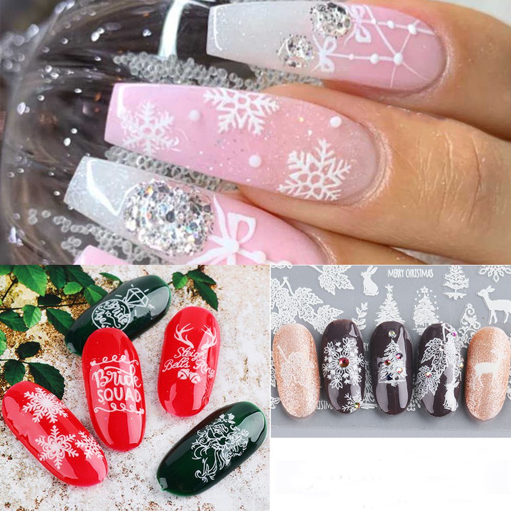 [Hàng mới về] Miếng dán trang trí móng tay dạ quang họa tiết giáng sinh Diy