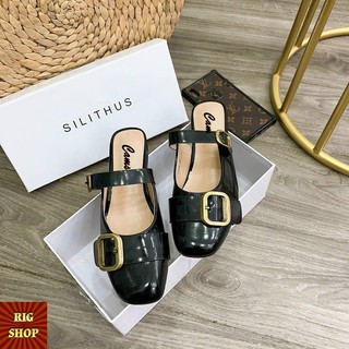 GIÀY SỤC MŨI TRÒN ĐÍNH KHUY THIẾT KẾ QUAI NGANG COCO_SHOES - A28