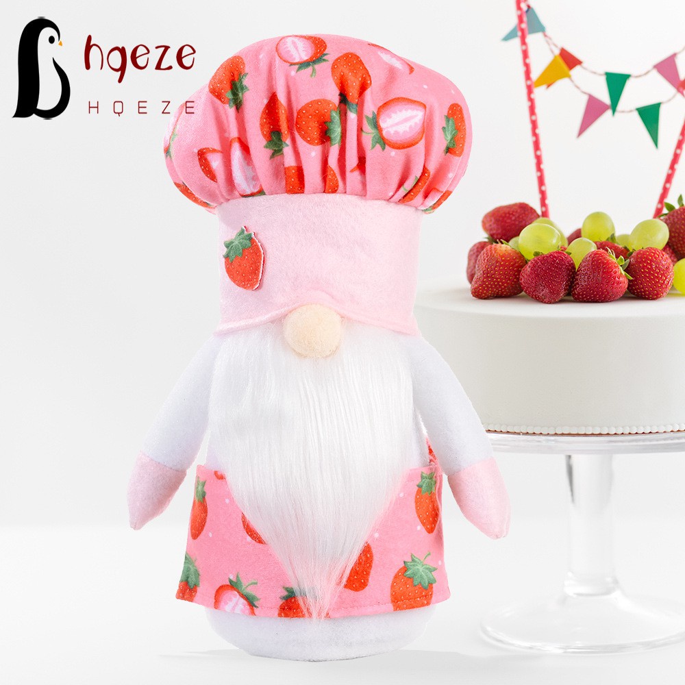 HQEZE Plush Elf Decoration with Strawberry Chef' Gnome Shaped Cute Unique Colorful Simple for Birthday Home Office Display @VN