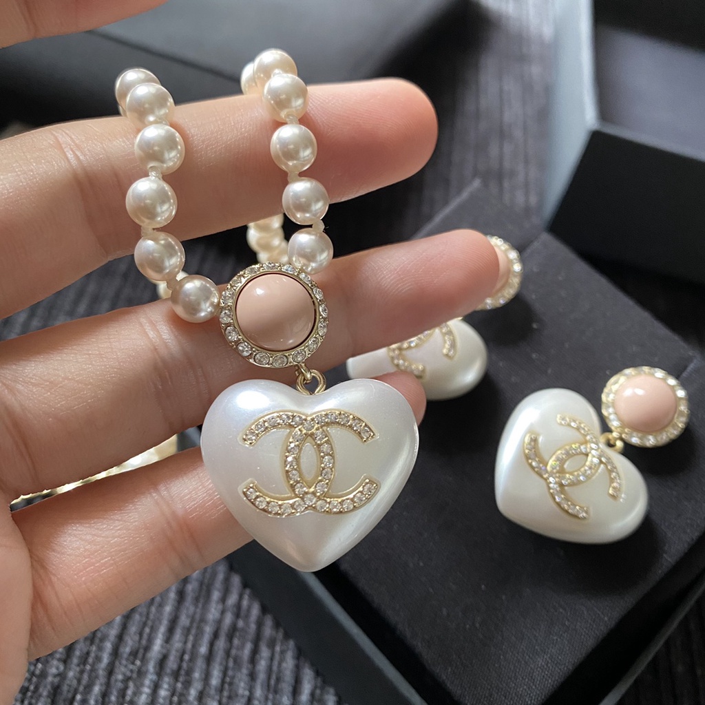 Vòng cổ Ngọc Trai Mặt Trái Tim Thời Trang Cho Nữ