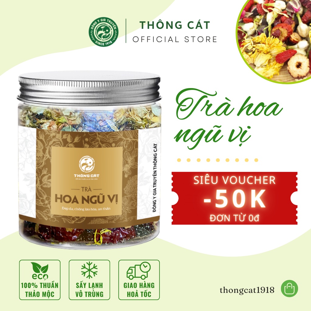 Trà hoa sấy khô ngũ vị Đông y gia truyền Thông Cát- Thanh nhiệt giải độc, đẹp da sau 1 tuần sử dụng