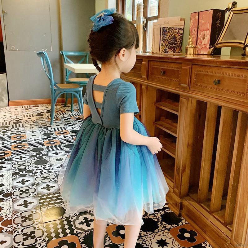 Đầm xòe công chúa màu xanh dương ngọt ngào xinh xắn dành cho bé gái từ 1-7 tuổi