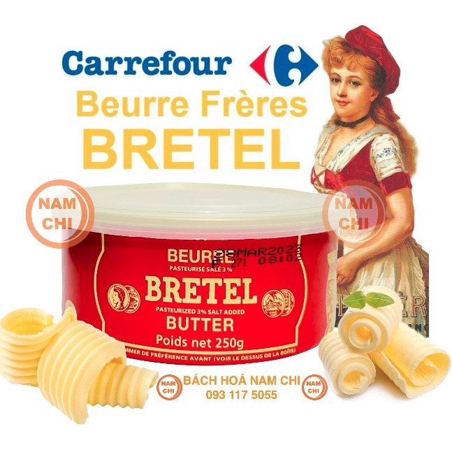 Bơ Bretel Đồng Tiền Pháp Bretel French Butter 250g - Hàng Chính Hãng Nhập Khẩu - 3387370331529