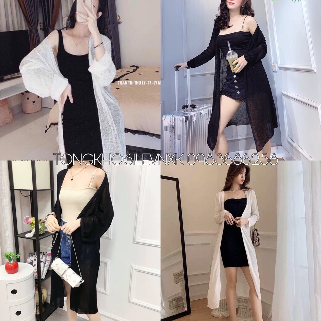 ÁO KHOÁC LEN DÁNG DÀI SIÊU HOT - ÁO CARDIGAN DÀI TRẮNG ĐEN