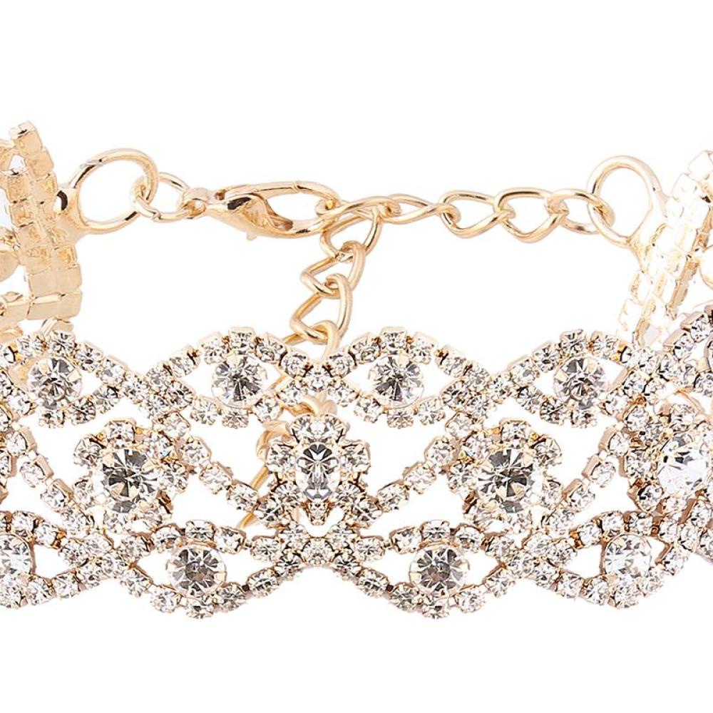 Vòng Cổ Choker Đính Đá Pha Lê Lấp Lánh Thiết Kế Đơn Giản Sang Trọng M3Z9