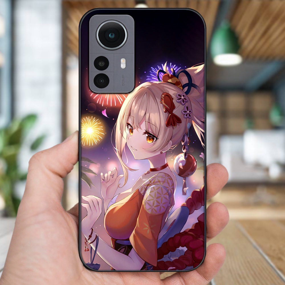 Ốp lưng Xiaomi 12 viền đen in hình Yoimiya Genshin Impact